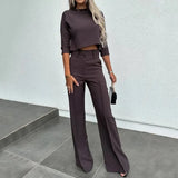 Zingj 2024 New Solid Color Short Slim Jacket High Waist Straight Trousers Suit Female-Outfit