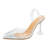 Transparent High-Heeled Sandals Women Wear High Heels In The Summer With A Water Drill Fish Mouth Shoes Fine High Heel Crystal