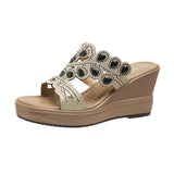Slope And Cool Slippers Women's Spring And Summer Color Diamond Gentle Muller Shoes Rounded Toe Wearing Large-Size
