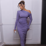 And Winter New Women's Hot Fashion Sexy Folding Shoulder Long Sleeves Of The Hip