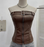 Shooting Spice Girls High-End Pu Leather Tector Locomotive Wind Wrapped Bra Vest Sleeveless Top Tide
