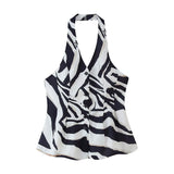 Women's Explosive Zebra-Shed Linen-Blend Vest Broad-Legged Casual