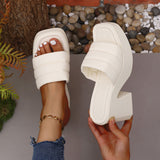 Bottom With Square Slippers Women Summer Wear High-Hee Broadband Strip Cold