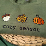 Cozy Season Fall Embroidered Sweatshirt- Outfit