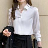 Women Blouses Elegant Shirts for Women Silk Fashion Vintage Womens Tops 2023 Spring New Solid Women Clothing Casual
