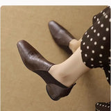 Single Shoes Children, Thick Heel, Deep Mouth, British Small Single Shoes, One Foot Pedal Square-Headed Loafers 2025 New Commuter