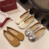 Zingj Dou Shoes Female 2024 Spring And Autumn New Soft Leather A Foot Pedal Flat Shoes Night Wind Gentle Fairy Single