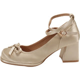 Jane Shoes Women's New High Heeled Square Head With A Bough Head Of Ballet French Women's Single Shoes In Spring