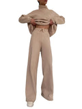New Long-Sleeved Broad Leg Trousers Fashion Set Loose High-Collar Leisure Two