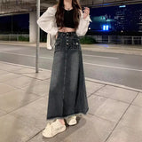 Zingj Denim Skirt Skirt Women's Summer 2023 New Retro Design Sense Minority Show Thin A-Line Long Skirt