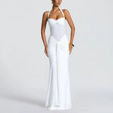 New Female Temperament Folding With Long Skirt Fashion Hanging Neck Sexy Bag Hip Dress