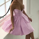 Lavender V-neck Strapless Mini Dress- Outfit