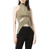 2025 New High-Collar Sleeveless Personality Irregular Hollow Design Senior Sense Of Women's Knitted