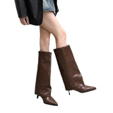 Boots Tips High And Trouser Boots Autumn And Winter New Net Red Sleeves Fine And Pure Color Knight Fashion