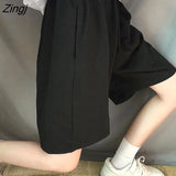 Women Knee-length Summer Loose BF Streetwear Harajuku Wide-leg Couples Students Unisex Fashion All-match Ulzzang Chic