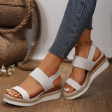 With A Slope And Sandals Women With Buckle On The Bottom Of The Knitted Light Beach Cold