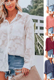 Color Hollow Chiffon Shirt Women's Spring/Summer 2023 New Tops Jacquard Button Long Sleeve Shirt Women Clothes