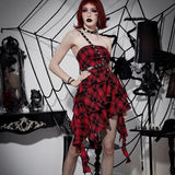 Dark Dress Spring New Sweet Cool Plaid Spicy Girl Irregular Breast