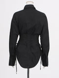 Temperament Casual Fashion Top 2025 Autumn And Winter New Strap To The Waist Thin Senior Sense Simple Shirt