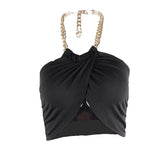 Zingj New Hot Style Sexy Metal Chain Decoration Hanging Neck Bottom Bottom Wrapped Chest Vest