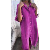 New Spring And Summer Loose Leisure Sleeve Cotton Shirt Dress