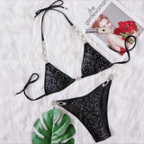 Zingj New Bikini Sexy Hot Diamond Split Women's Swimsuit Solid Color Strap Bikini