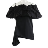 Spring And Summer Shoulder-To-Shoulder Card Doll Thorny Shape Shirt Shirt Shirt Female