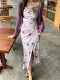 Xixi 2025 Summer New Korean Version Of High-Waisted Sling Dress Print Pure Desire Vacation Dress Woman