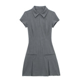 New Wide-Folding Collar Short Fashion Dress