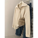Gray Half-Zip Sweater Women Wear Soft-Creating Knitted Knitted Jacket Coat Tops In Autumn And