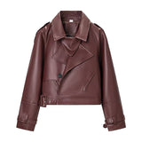 Women's ZA Autumn And Winter New Street Design Sense Retro Leather