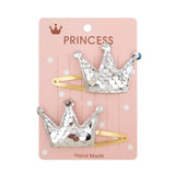 Glitter Cartoon Cartoon Love Heart Crown Hair Clips For Girls Handmade Hairpins Boutique Barrette Kids Hair