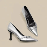 Temperament Tip Heeled Fairy Single-Shoe Women 2025 New Autumn Net Red Shallow Fine Heel High