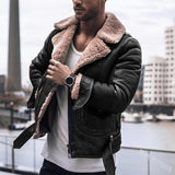 Explosion Of Imitation Leather Velvet Men's Jacket Thick Zipper Coat Fur Bump
