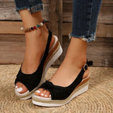 Women's Sandals Fish Mouth Bows Buckle Fashion Sandals Slopes And Thick-Soled Beach Women's