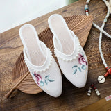 Zingj Sweet Fashion Lady Embroidered Cloth Shoes Bag Toe Slippers Wear Sandals New Summer