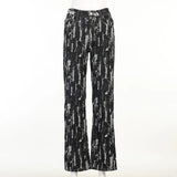 Denim Hole Women's Straight Jeans Zipper High Waist Pocket Pants Vintage Button Streetwear Harajuku E-Gril