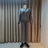 Zingj 20232 New Solid Color Zip Loose Hoodie Casual Versatile Trouser Suit-Outfit