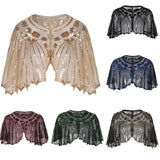 1920s Flapper Shawl Sequin Beaded Short Cape Beaded Decoration Gatsby Party Mesh Short Cover Up Dress