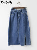 Slit Long Denim Skirts For Women Jeans White Summer 2023 Maxi Skirt Pencil Khaki Denim Skirt High Waist Office For