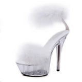Zingj Model High Heels Fine Heel Sexy Black Waterproof Platform Hate Sky Superb High Heel Fur Sandals Female