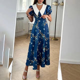 Women's Temperament Sweet Broken Flower High Waist Repair V Collar Short Long Sleeve
