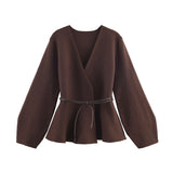 Fashion Round Tie With Belt Knitted