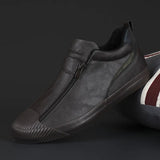 Autumn New Men's Shoes Trendy Shoes Men's Double Zip Casual Shoes Men's Board Shoes Trend Warm Leather