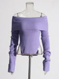 Lazy Top Dress 2025 Autumn New Fashion Niche Irregular Shoulder Knitted Sweater