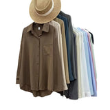 Loose Feeling Loose Lanky Long-Sleeved Shirt Women's Spring And Autumn Design Sense Of Small Casual Chic Outside Folding