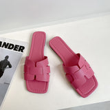 Pure-Color Lightweight Flat-Bottomed Slippers Women Wearing Beach Outside The Beach Cool