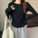 Zingj Early Fall Of 2024 New Bottom Shirt Women's Slim Hot Girl Design Sense Long-Sleeved T-Shirt Female Students Short Jacket