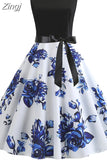 White Patchwork Polka Dot Summer Dress Women Vintage 50s 60s Pin Up Rockabilly Dress Robe Party Office