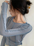 Zingj Sides Wear Bright Line Design Sense Long-Sleeved T-Shirt Bottom Shirt Female Slim And Versatile 2024 Spring New Women's